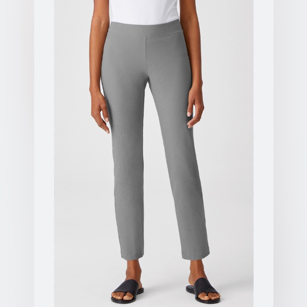 EILEEN FISHER Slim Ankle Pant with Yoke Zinc Gray Size XS PullOn Neutral